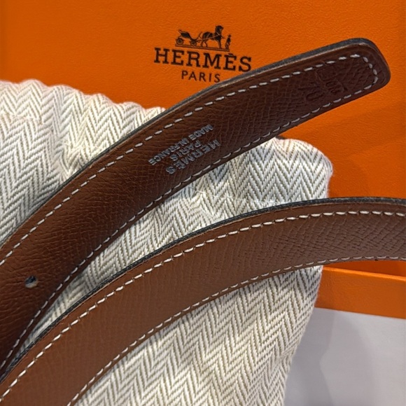 HERMES Ladies Belt STRAP ONLY 70 cm (27.5") Reversible Classic Camel Black Auth - Picture 1 of 15